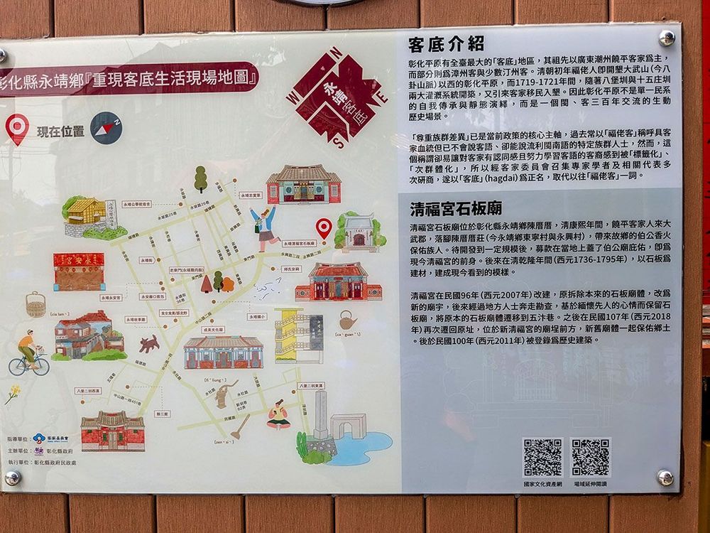 清福宮說明牌與永靖客莊地圖\t照片提供者：李華彥 / 拍攝日期：2025/04/06