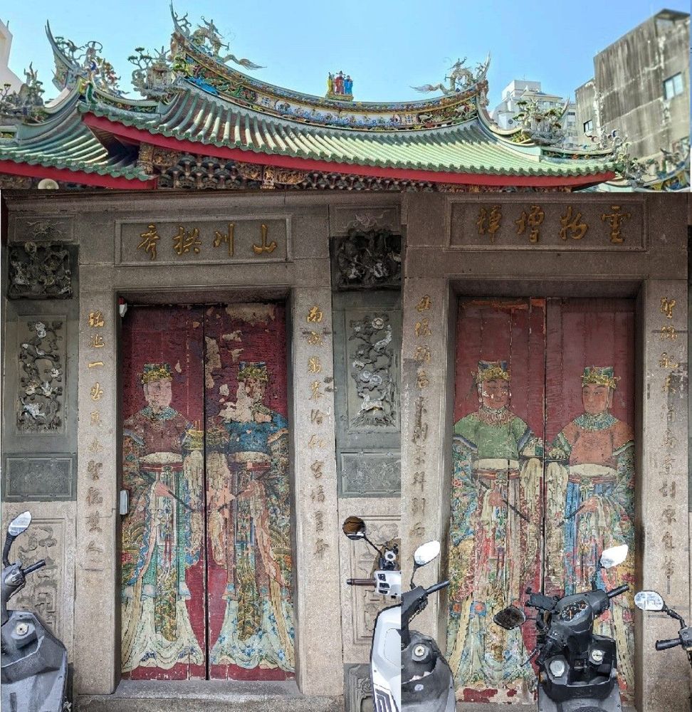 南瑤宮屋頂與門神。（照片提供者：歷史所吳紹嘉、蔡尚廷）