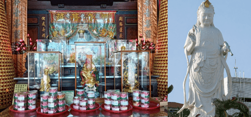 開化寺正殿觀世音菩薩與觀音巨像。（照片提供者：英語系碩士班洪善慈、美術系林佳恩）