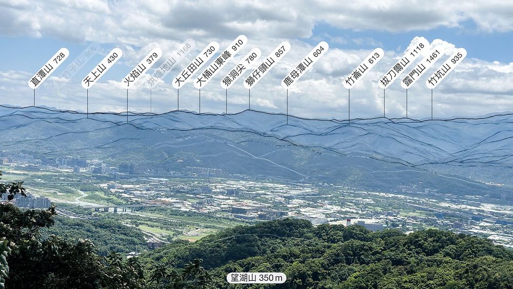 百年大榕樹山頂鳥瞰周圍群山5。照片提供者：林美惠 / 拍攝日期：2023/08/14