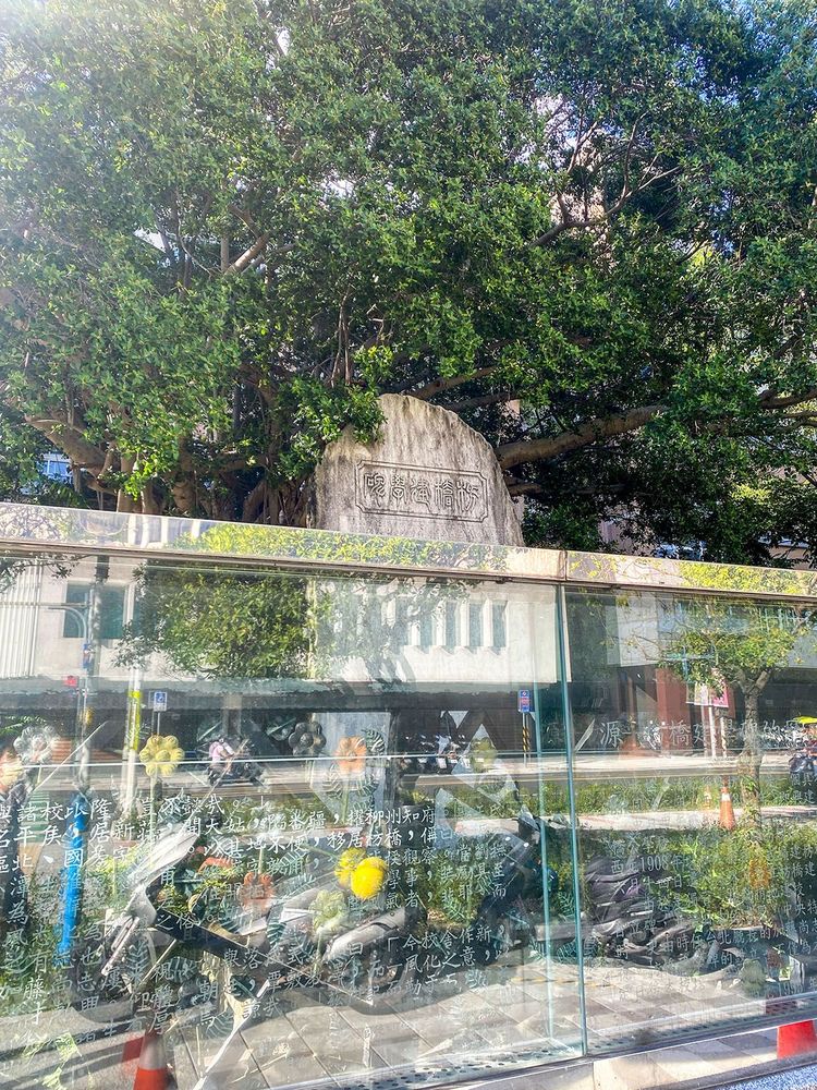 由板橋國小外牆看向枋橋建學碑