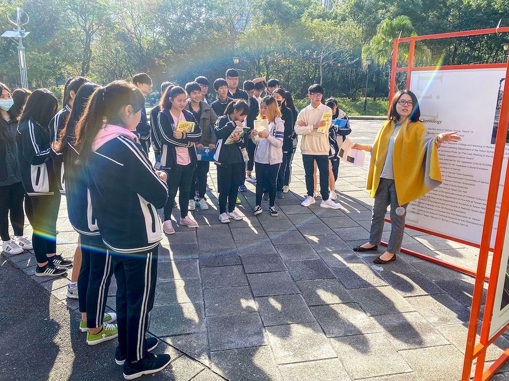 李梅樹紀念館戶外藝術作品走進校園。照片拍攝者：北大高中三峽學教師團隊