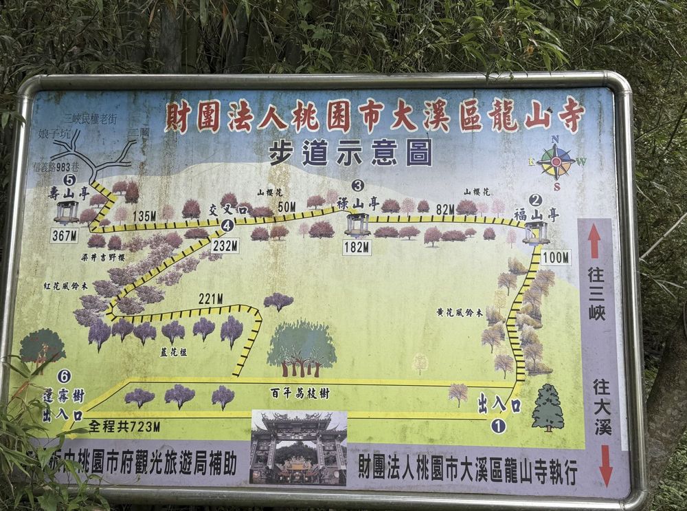 龍山寺後山步道示意圖（照片拍攝者：陳粉／拍照日期：2025/4/19）