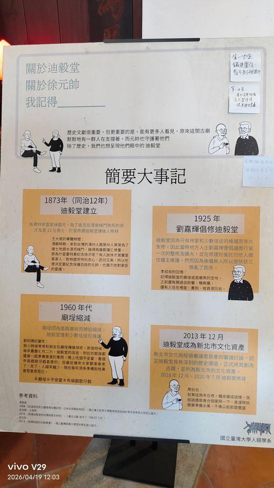 簡要大事記立牌（照片提供者：何丁川 / 拍攝日期：2026.04.19）