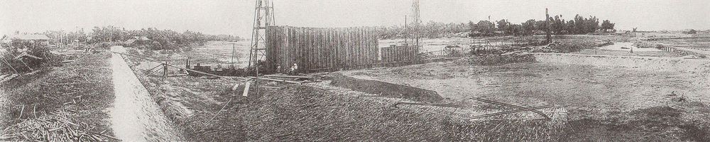 日治時期北港溪倒虹吸工興建照 照片提供者：吳明韞，《嘉南大圳建設工程簡介-日本所遺留之水利大遺產》（臺南市：南市文化局，2015），頁101。